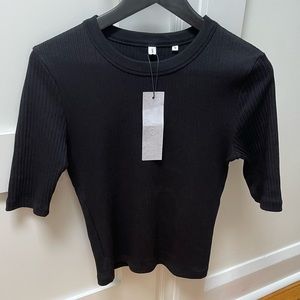 New! Women's Kotn Ribbed Black Short sleeved Top (new with tags)